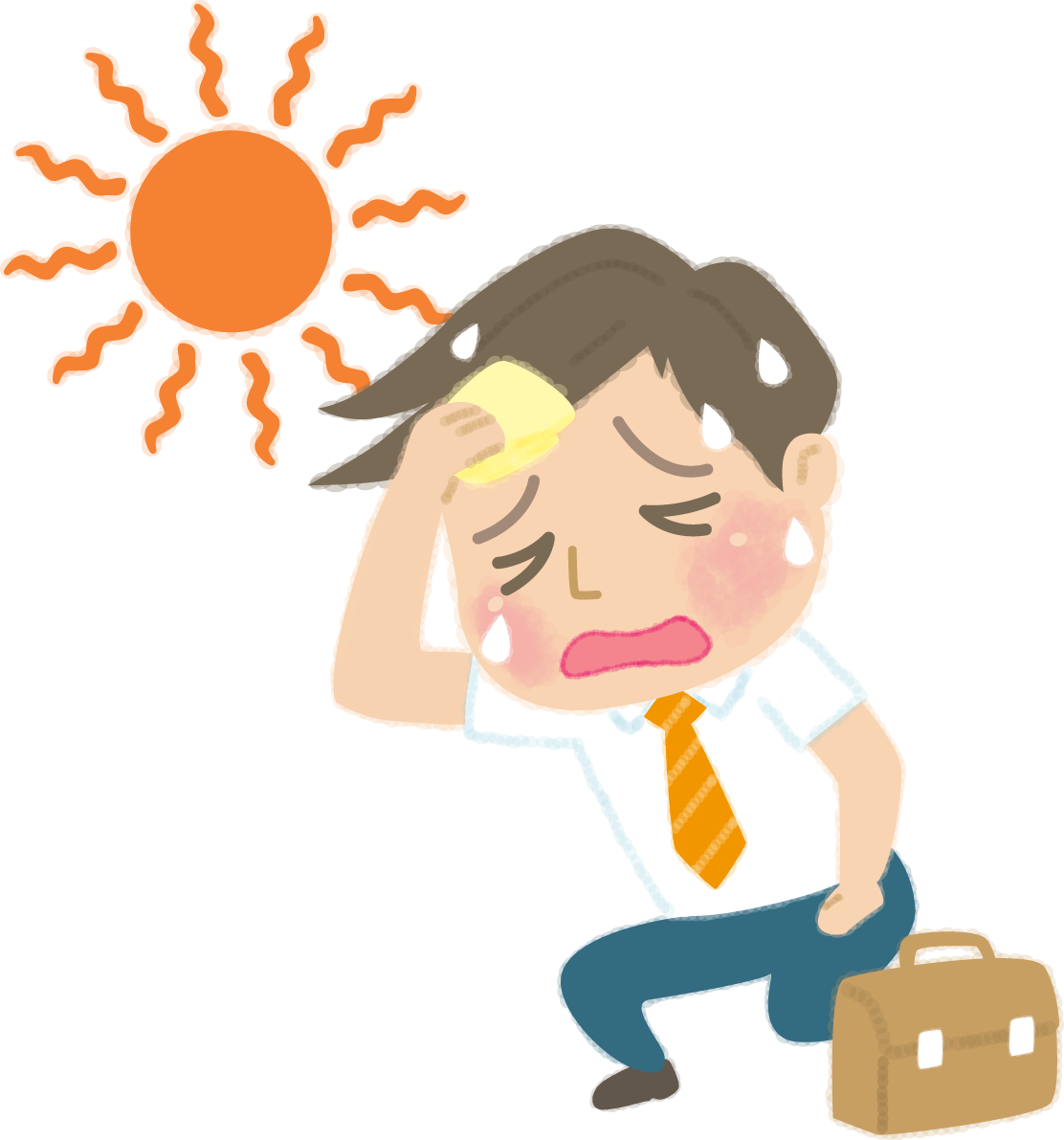 熱中症の男性サラリーマンの無料イラスト／医療／夏46930に写真・文字を入れる