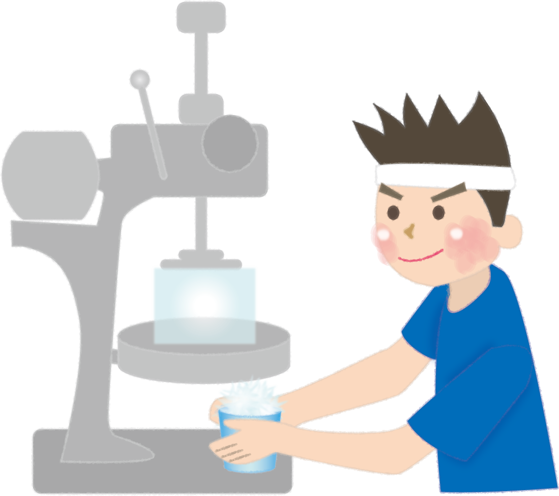 かき氷を作る男性店員の無料イラスト／夏46969に写真・文字を入れる