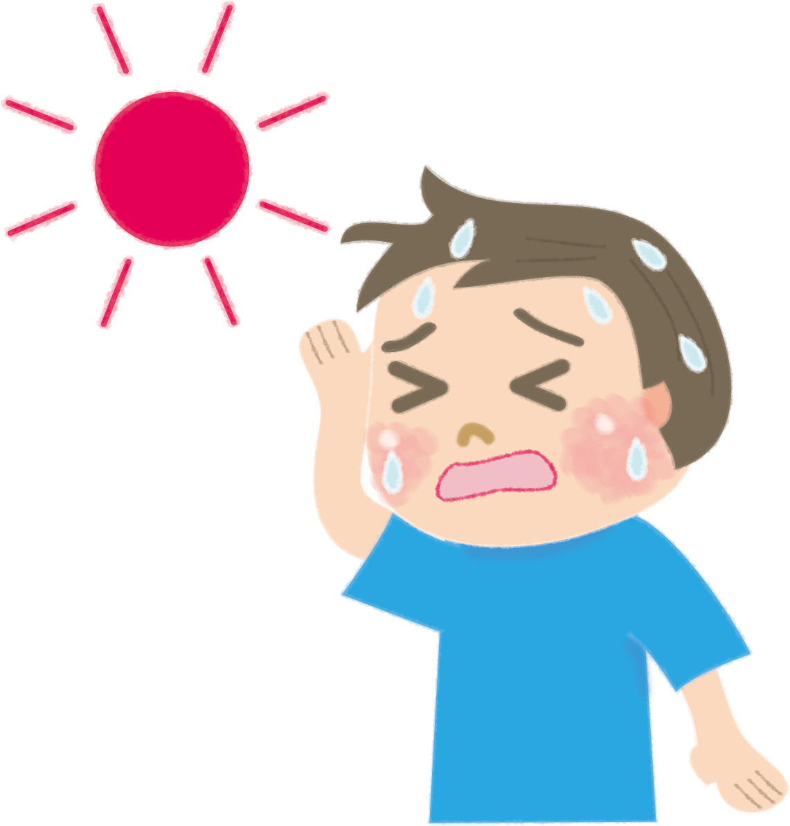 子どもの熱中症の男の子の無料イラスト／医療／夏47013に写真・文字を入れる