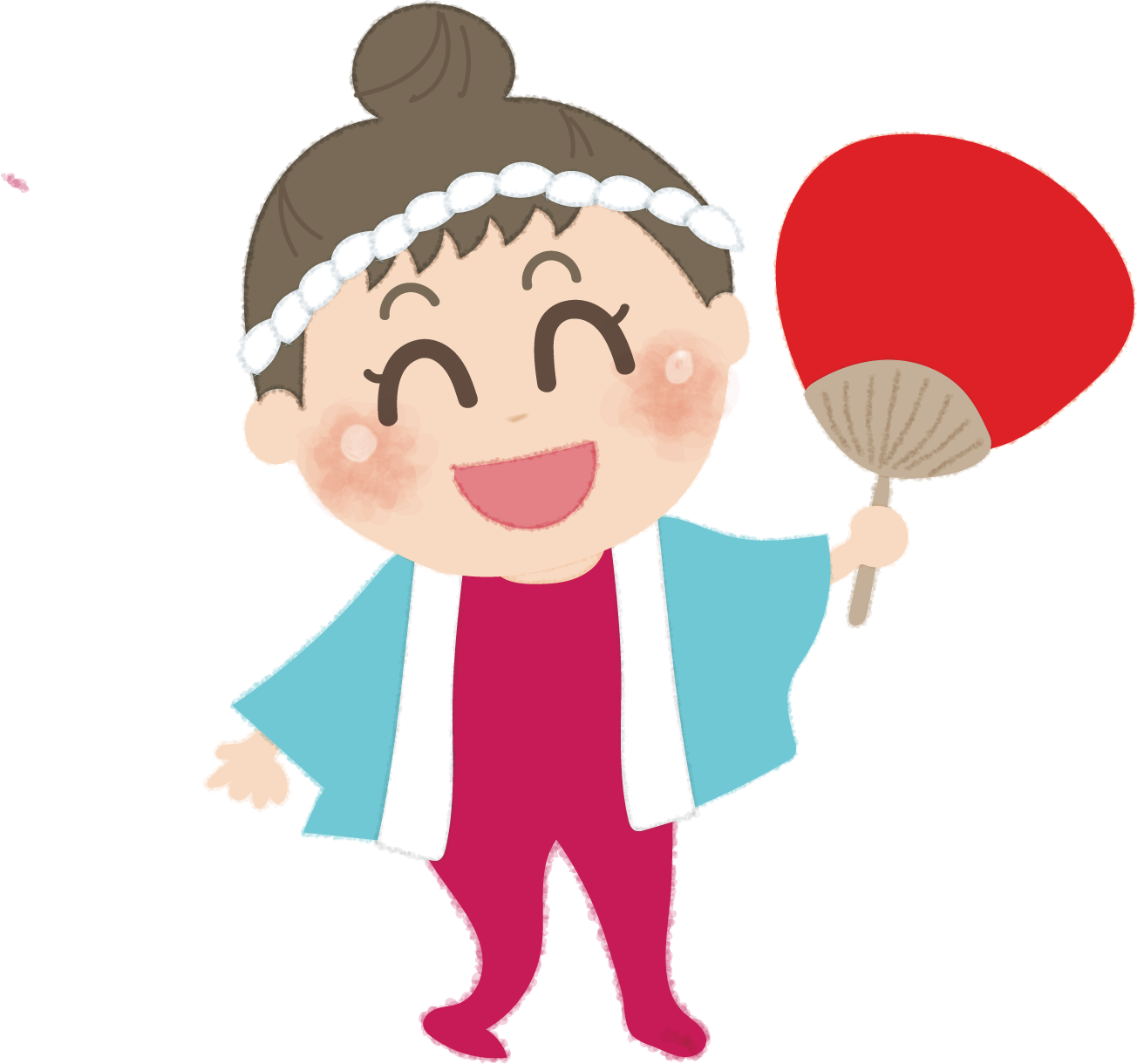 うちわを持つはっぴを着た女の子の無料イラスト／お祭り47158に写真・文字を入れる