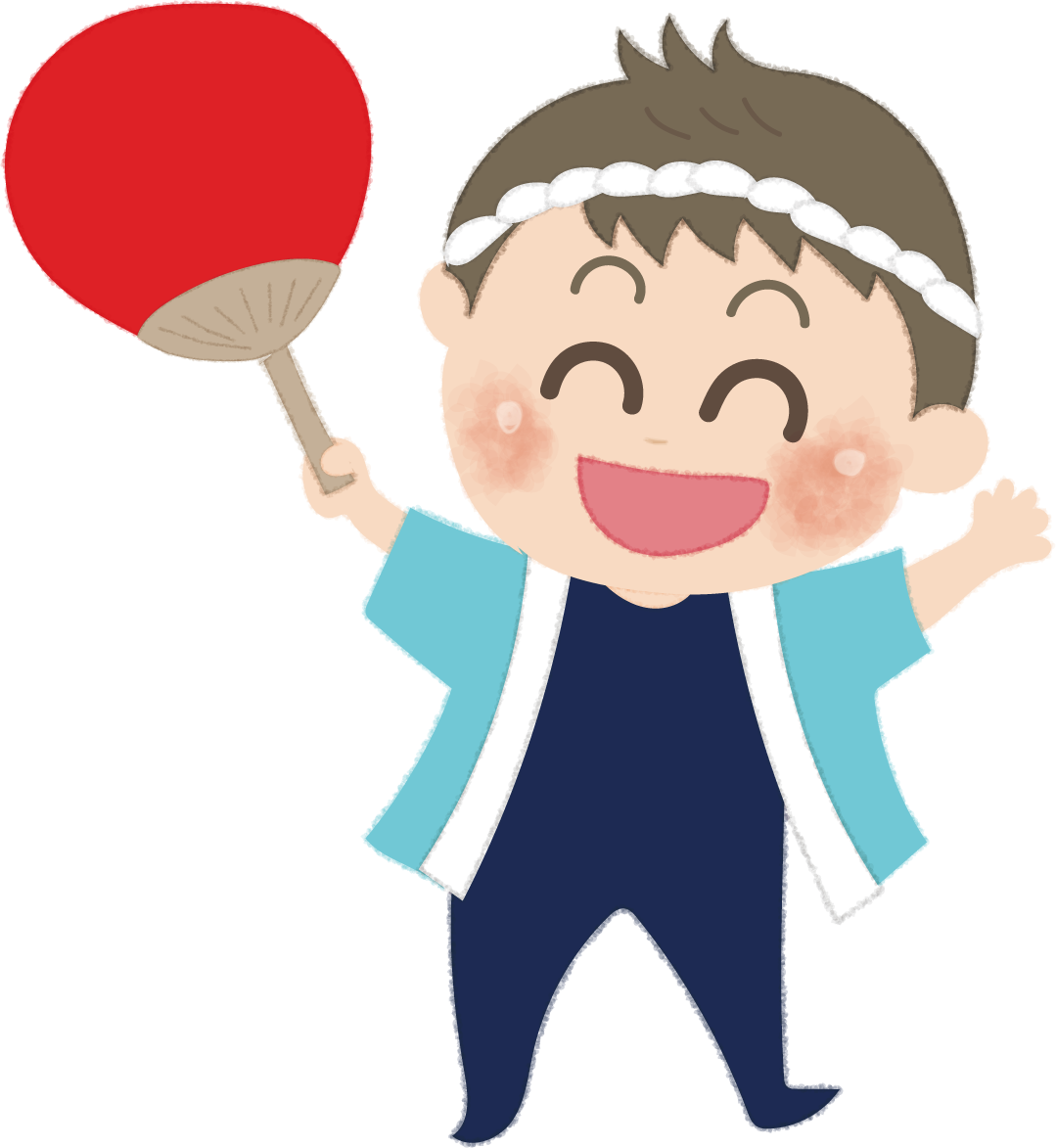 うちわを持つはっぴを着た男の子の無料イラスト／お祭り47162に写真・文字を入れる