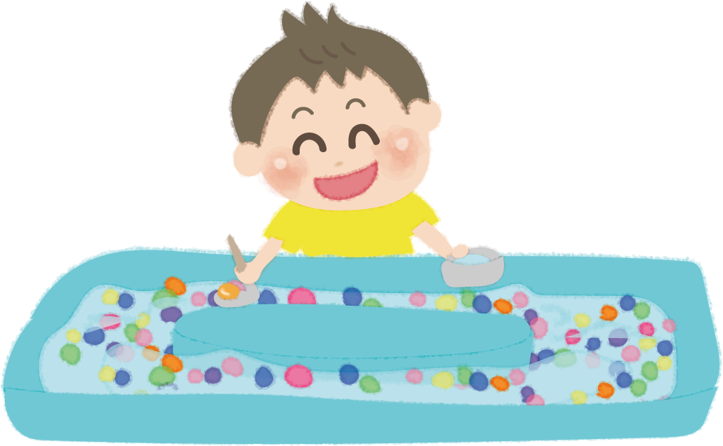 スーパーボールすくいをする男の子の無料イラスト／お祭り47190に写真・文字を入れる