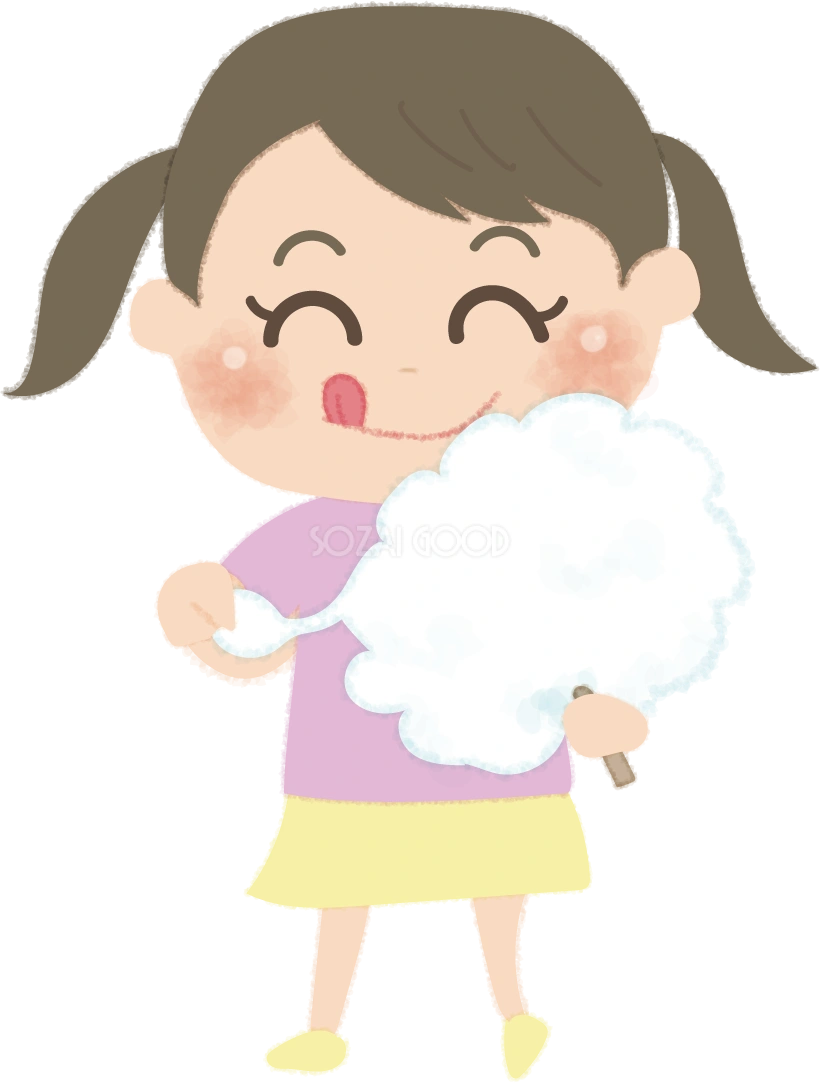 わたあめを食べる女の子の無料イラスト/お祭り47218
