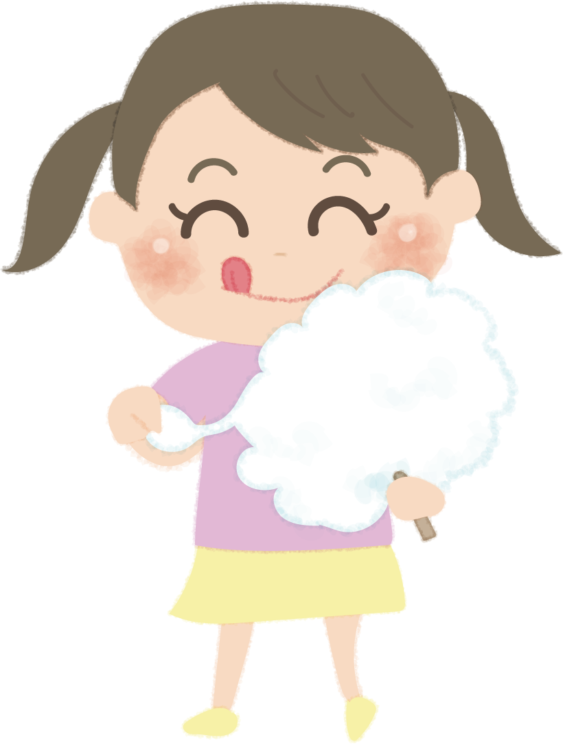 わたあめを食べる女の子の無料イラスト／お祭り47218に写真・文字を入れる