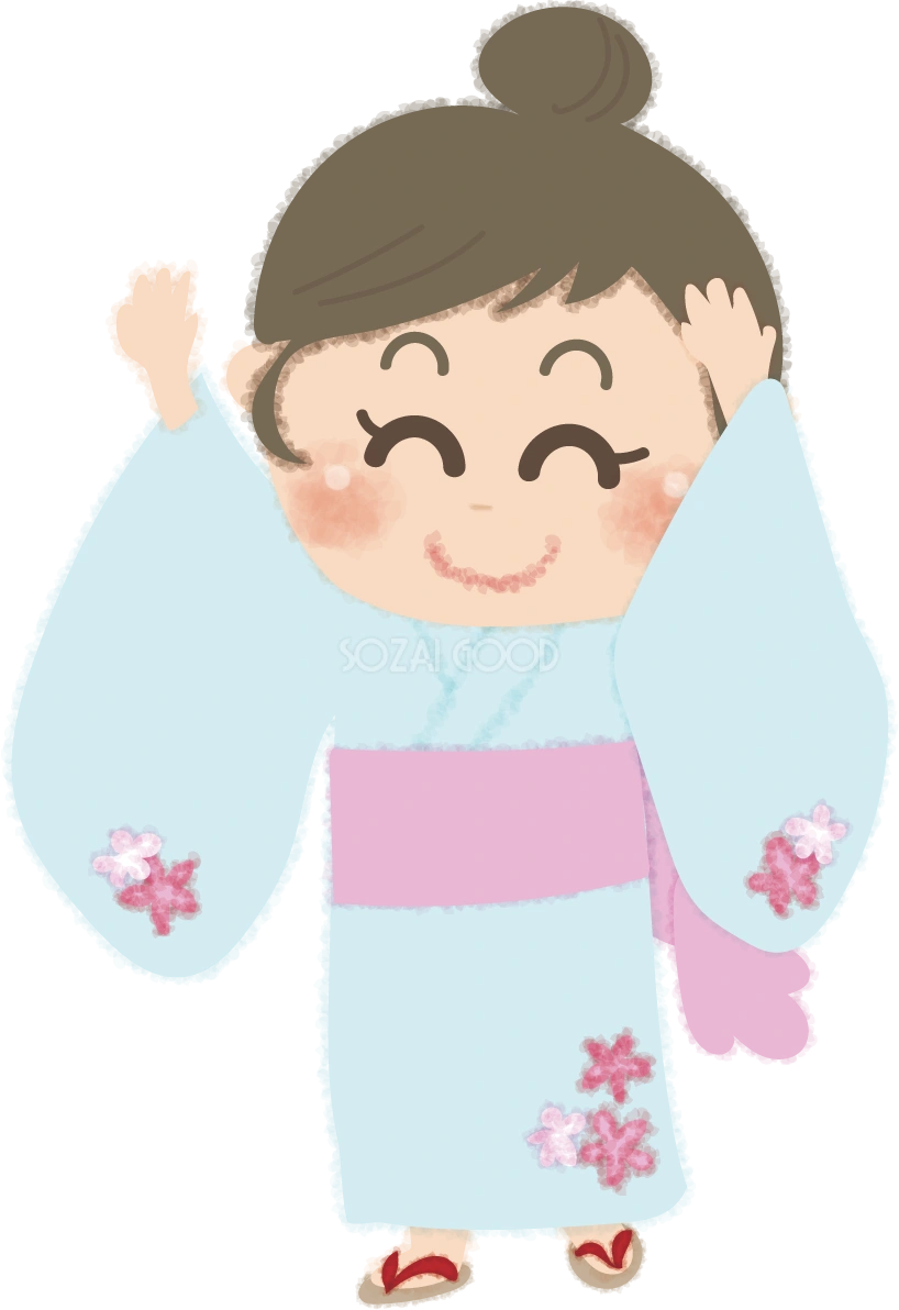盆踊りをするかわいい女の子の無料イラスト/お祭り47308