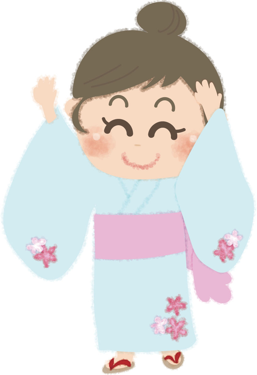 盆踊りをするかわいい女の子の無料イラスト／お祭り47308に写真・文字を入れる