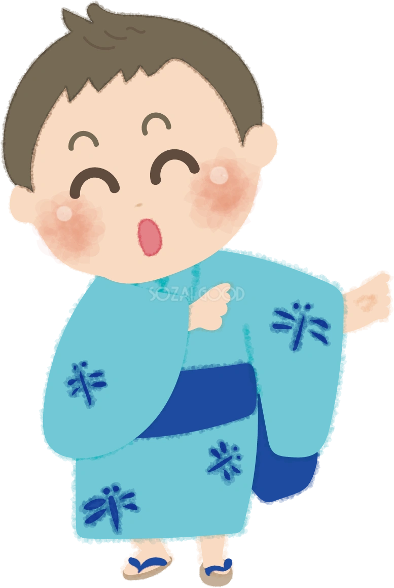 盆踊りをするかわいい男の子の無料イラスト/お祭り47316