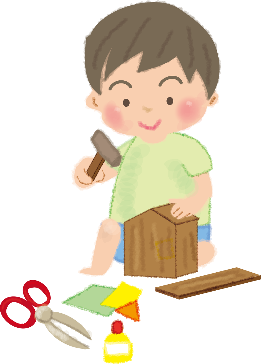 工作をする男の子の無料イラスト／夏休み49163に写真・文字を入れる