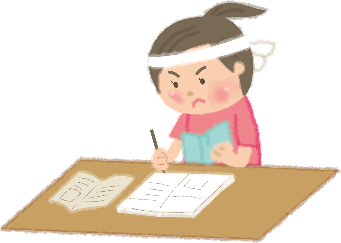 宿題をする女の子の無料イラスト49167に写真・文字を入れる