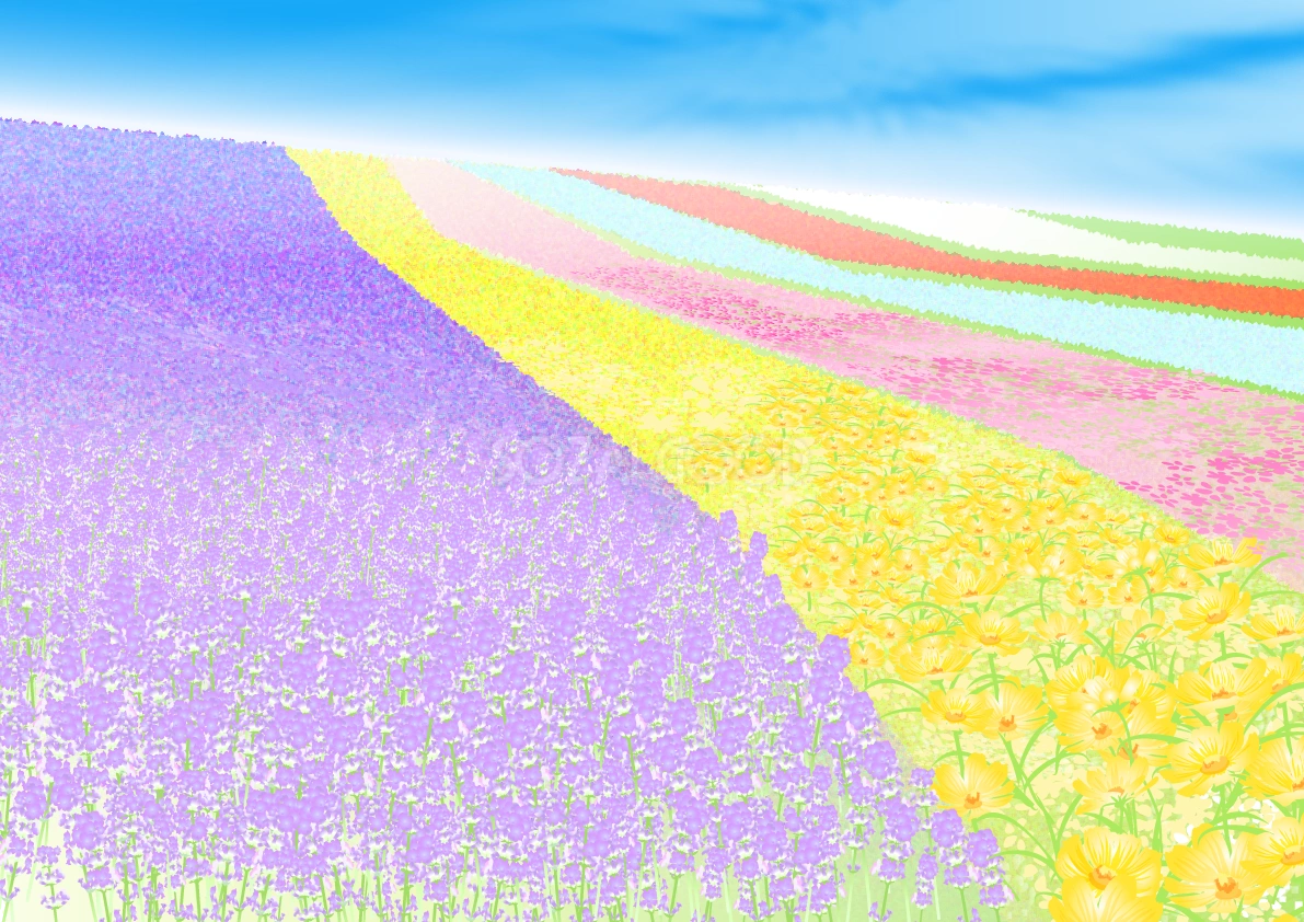 お花畑の絨毯の背景無料イラスト／夏49410