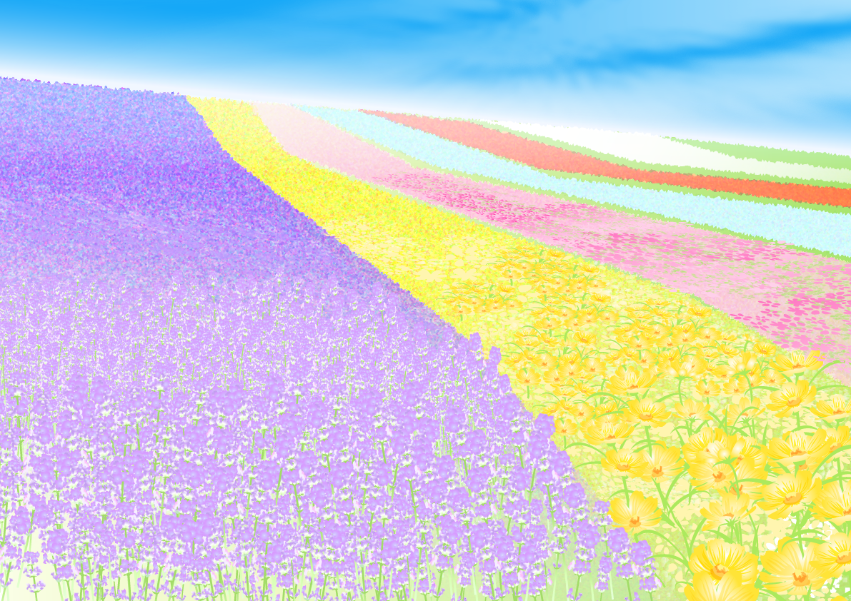 お花畑の絨毯の背景無料イラスト／夏49410に写真・文字を入れる