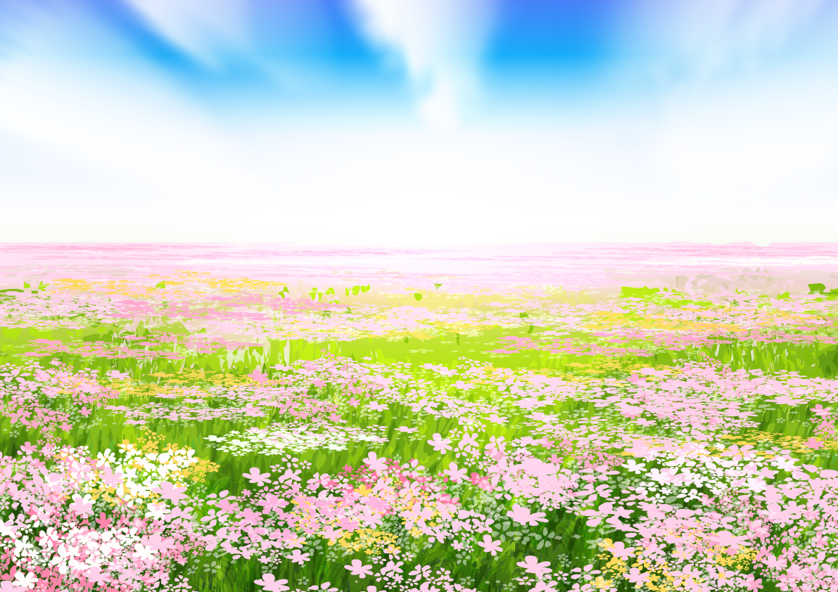鮮やかなお花畑の背景無料イラスト／夏49474に写真・文字を入れる