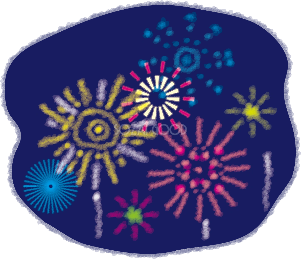 カラフルな花火の無料イラスト 花火49800