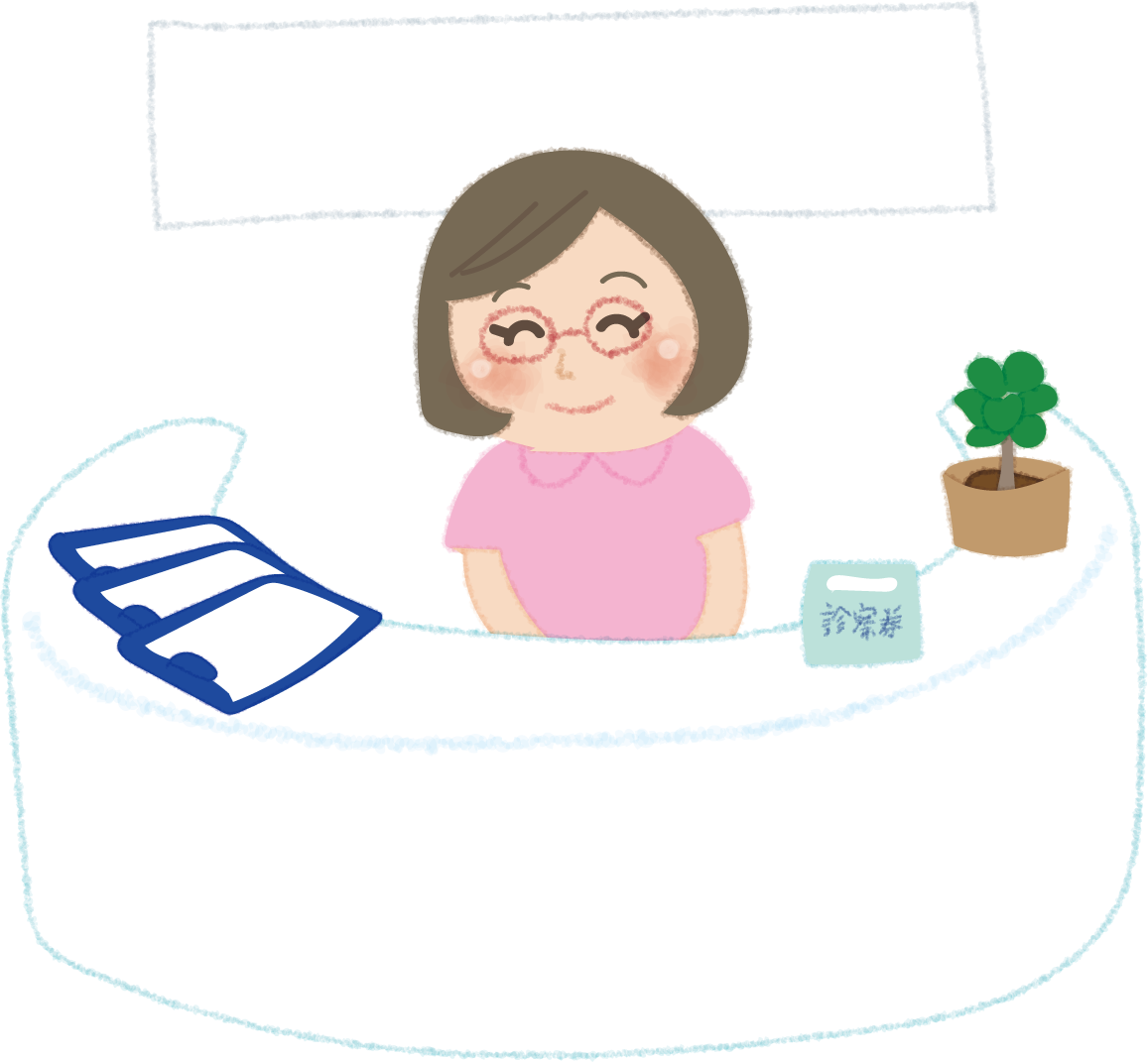 カウンセラーの受付女性事務の無料イラスト49881に写真・文字を入れる