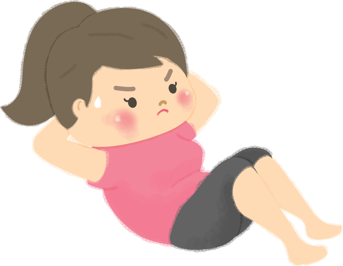 腹筋の筋トレする女性の無料イラスト／運動50083に写真・文字を入れる