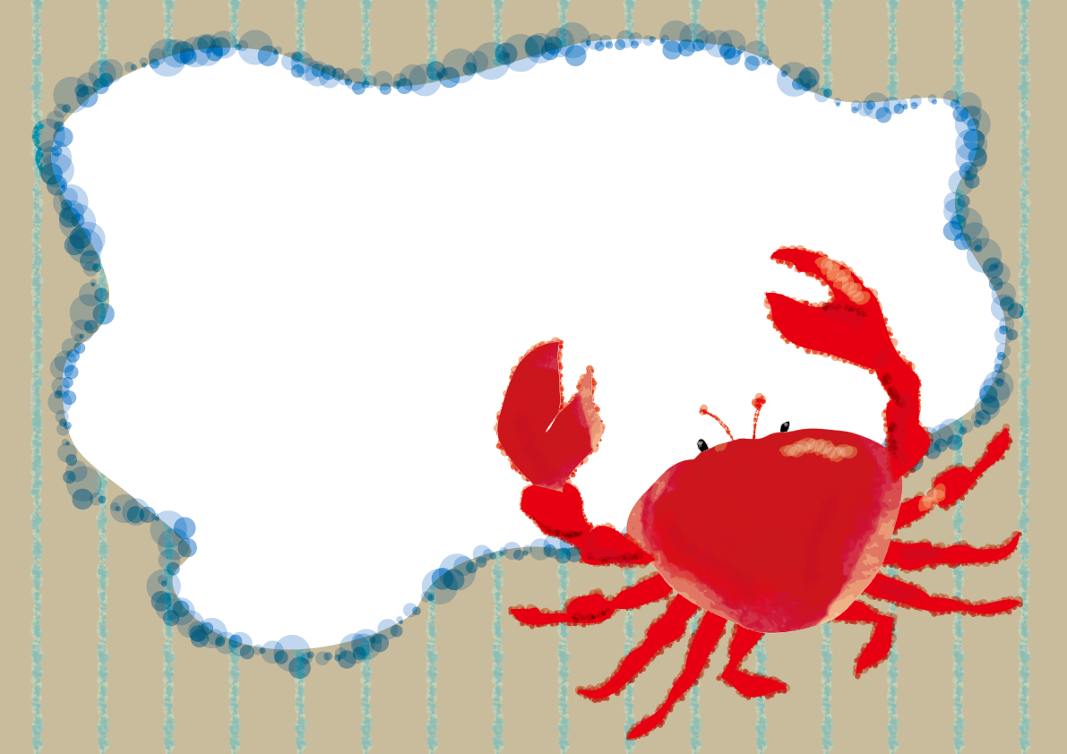 カニのフレーム無料イラスト／夏50391に写真・文字を入れる