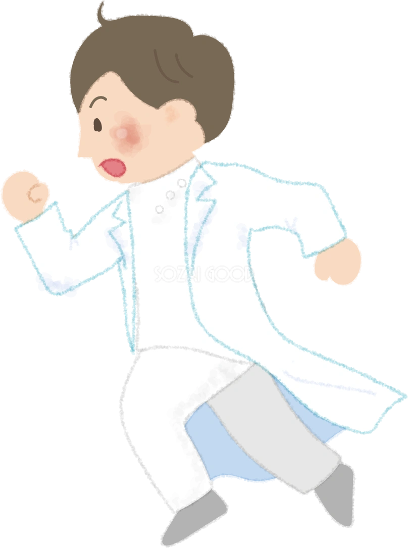 走るお医者の無料イラスト/病院50603