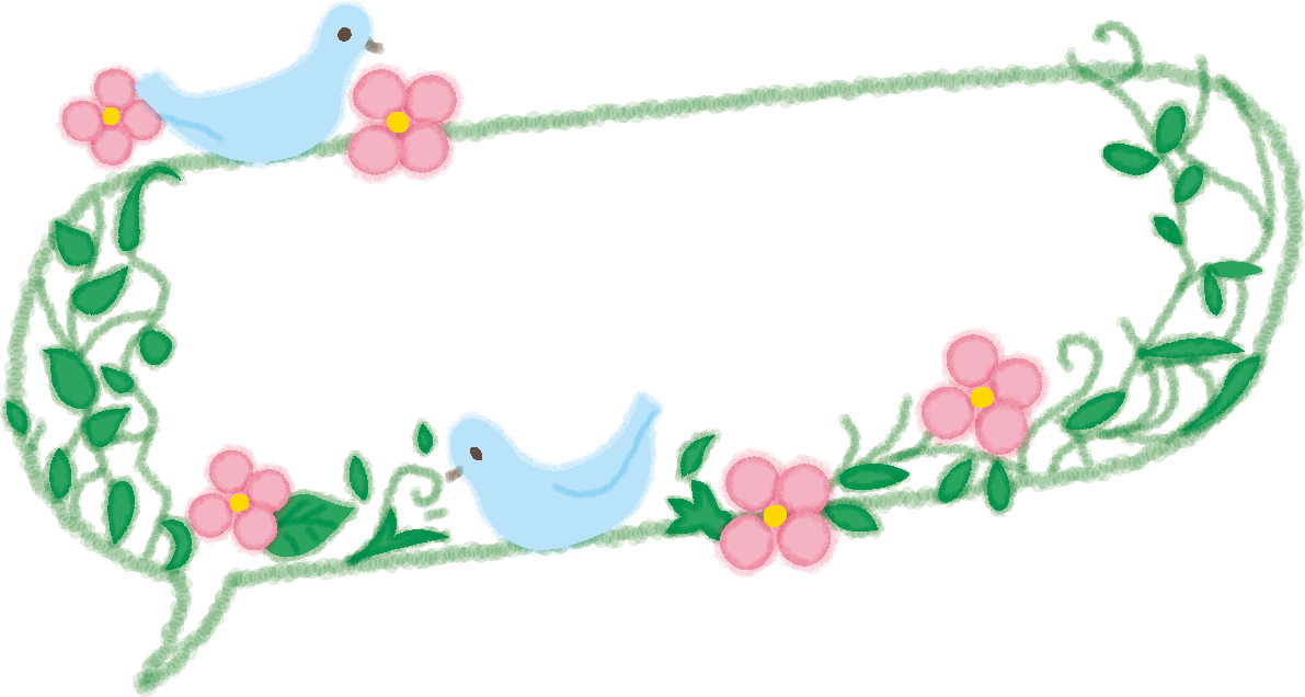 横長でかわいい手書き風(鳥とお花)の吹き出し無料イラスト50870に写真・文字を入れる
