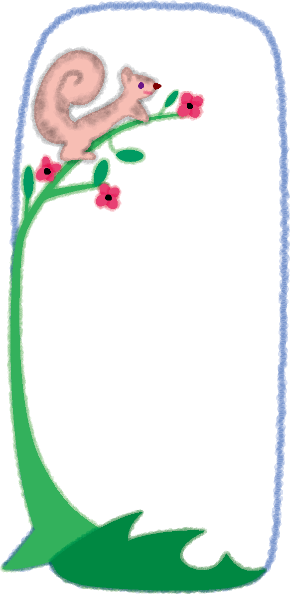縦長でおしゃれな手書き風(リス)の吹き出し無料イラスト50906に写真・文字を入れる