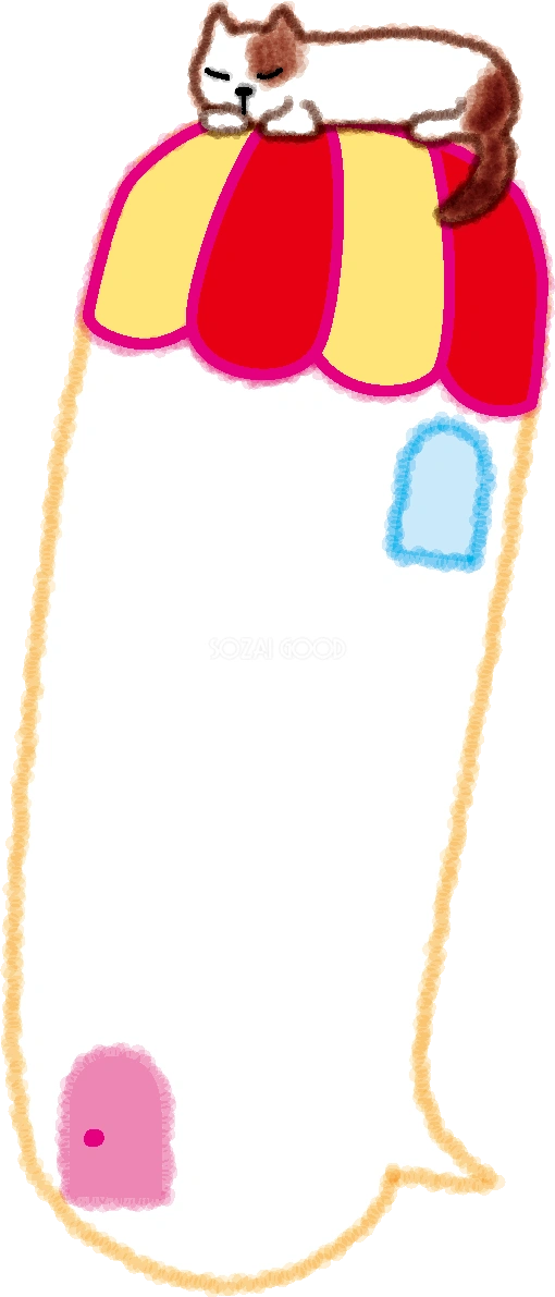 縦長でポップな手書き風(猫)の吹き出し無料イラスト50914
