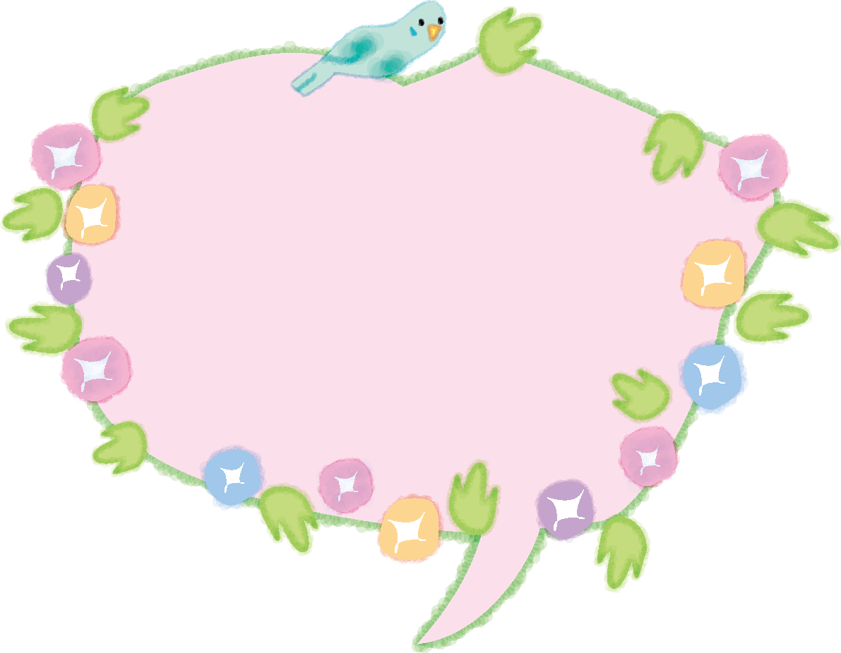 朝顔と鳥のかわいい吹き出しフレーム枠無料イラスト50922に写真・文字を入れる