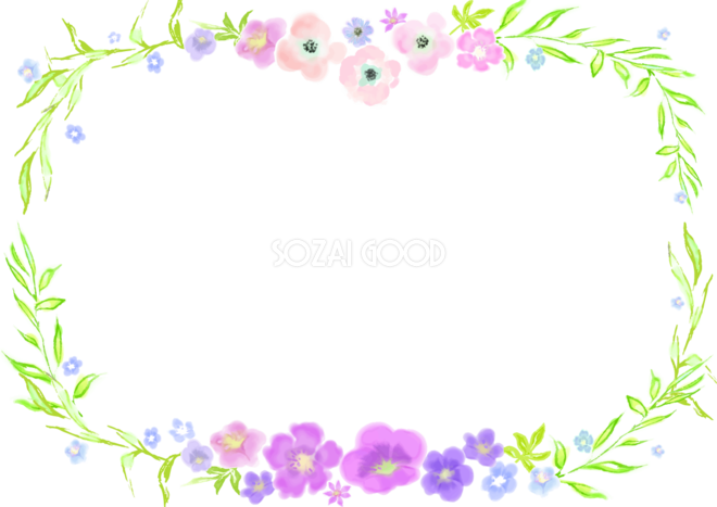 お花の手書きフレームの無料イラスト50956 素材good