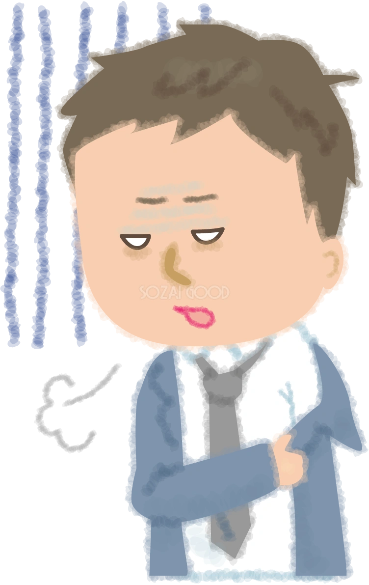 ストレスで会社に行くのが苦痛な男性社員の無料イラスト/健康51007