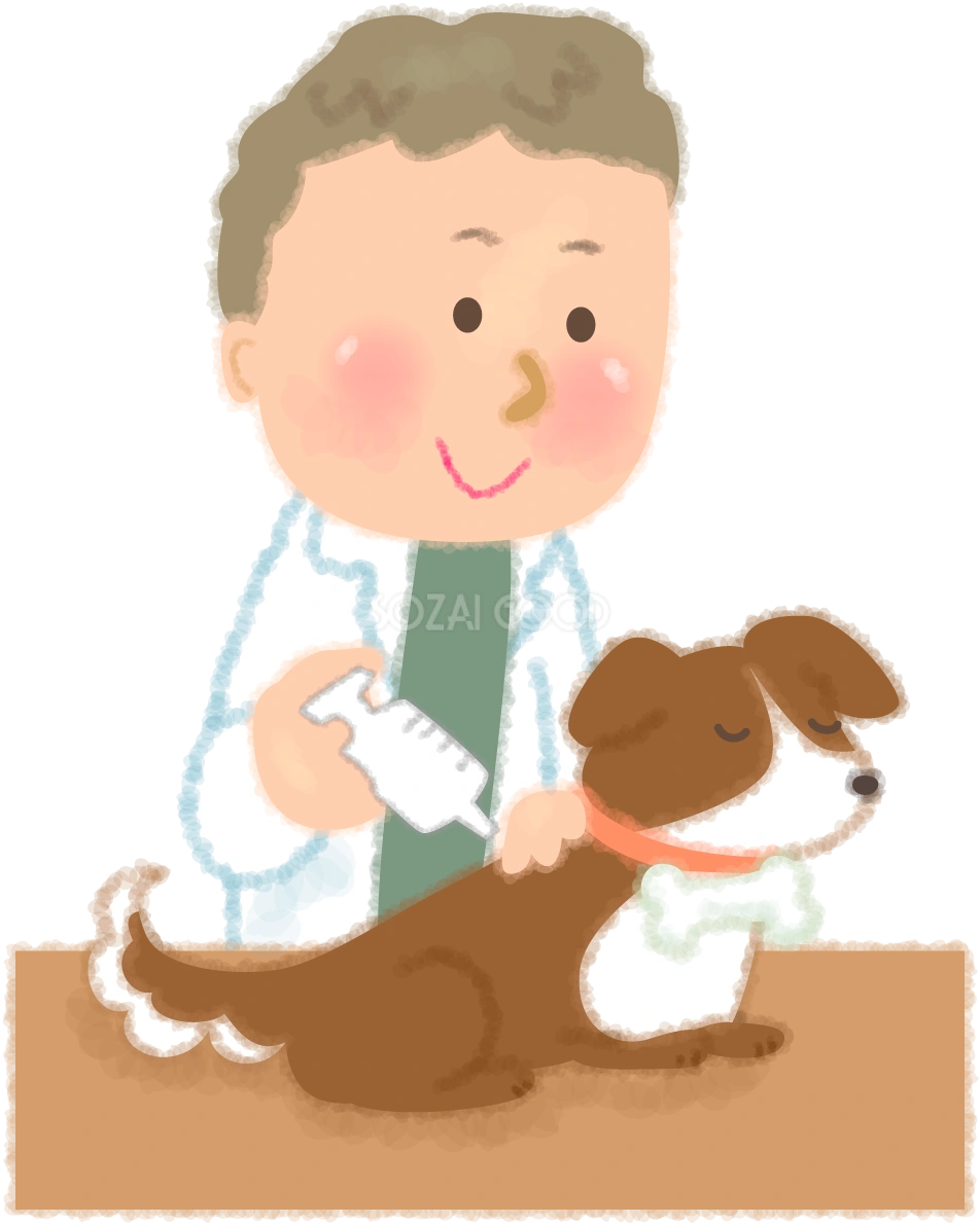 犬に注射する獣医の無料イラスト/病院51035