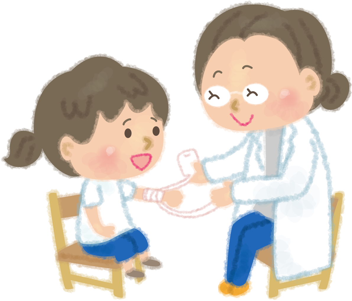 生徒を治療する保険の先生の無料イラスト／学校51051に写真・文字を入れる