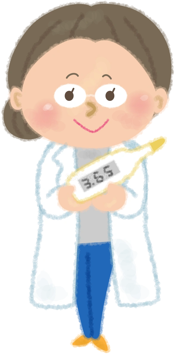 体温計を渡す保険の先生の無料イラスト/学校51059