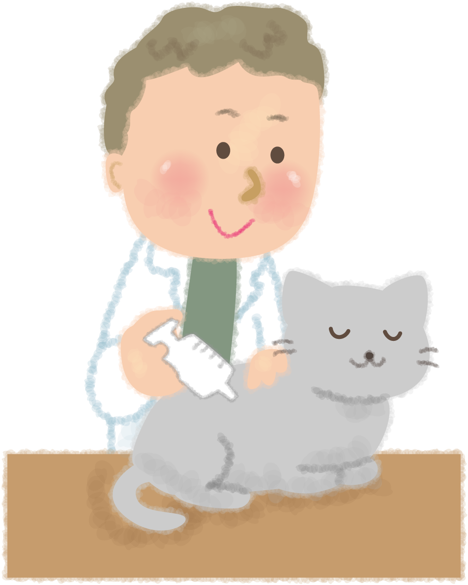 猫に注射する獣医の無料イラスト／病院51063に写真・文字を入れる