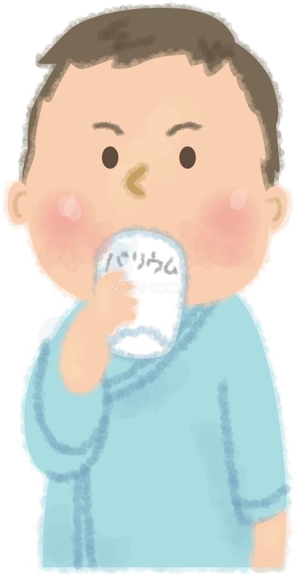 病院でバリウムを飲む患者の無料イラスト/病院51079