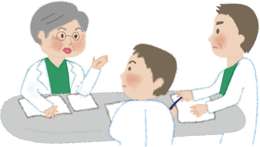 医師が会議する無料イラスト／病院51546に写真・文字を入れる