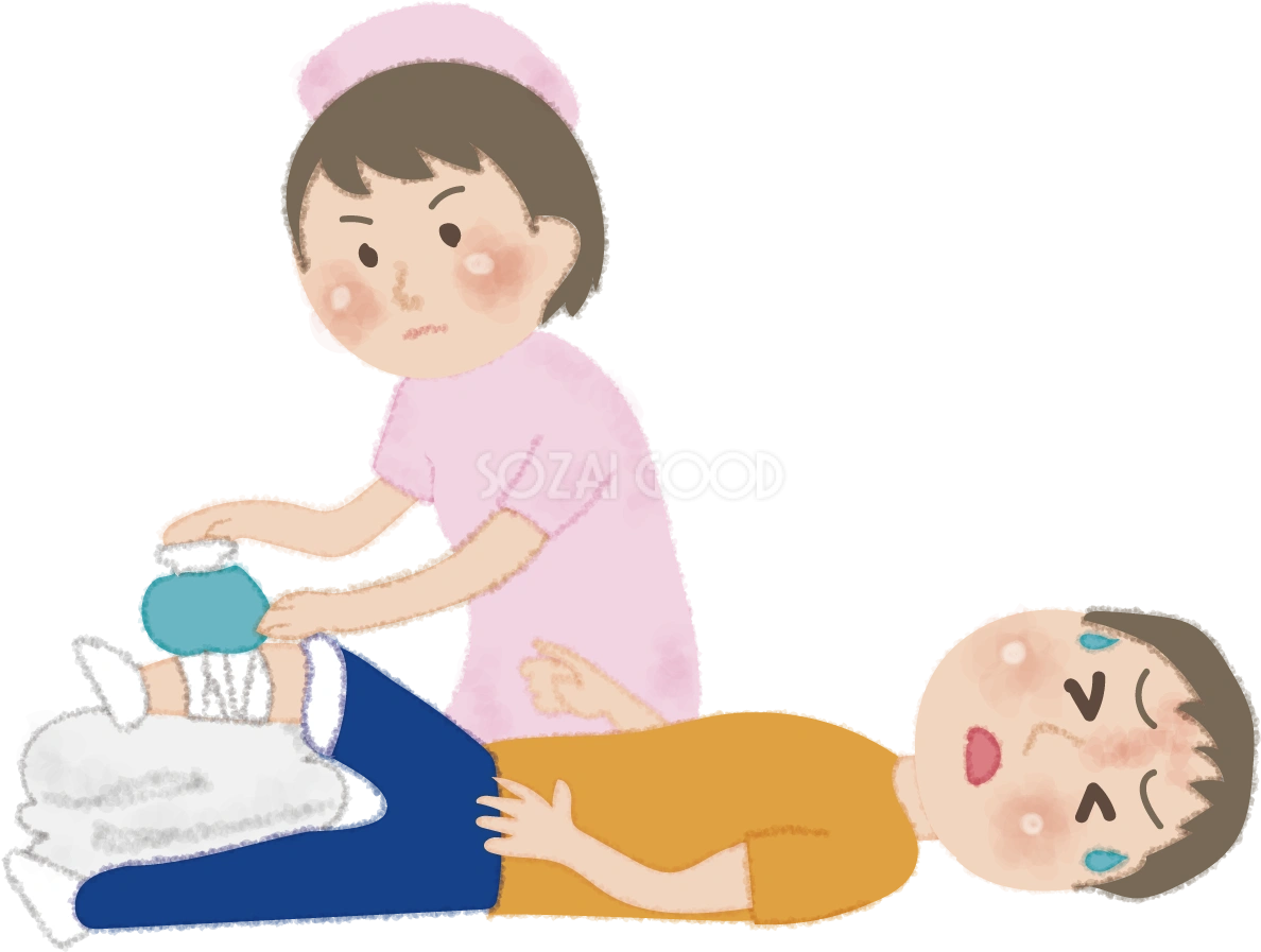 応急処置をする看護師の無料イラスト/病院51558