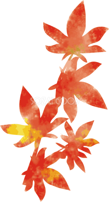 秋の紅葉したシンプルな枝と葉の無料イラスト 秋 素材good