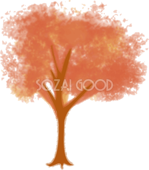 秋の紅葉したシンプルな木の無料イラスト／秋51791