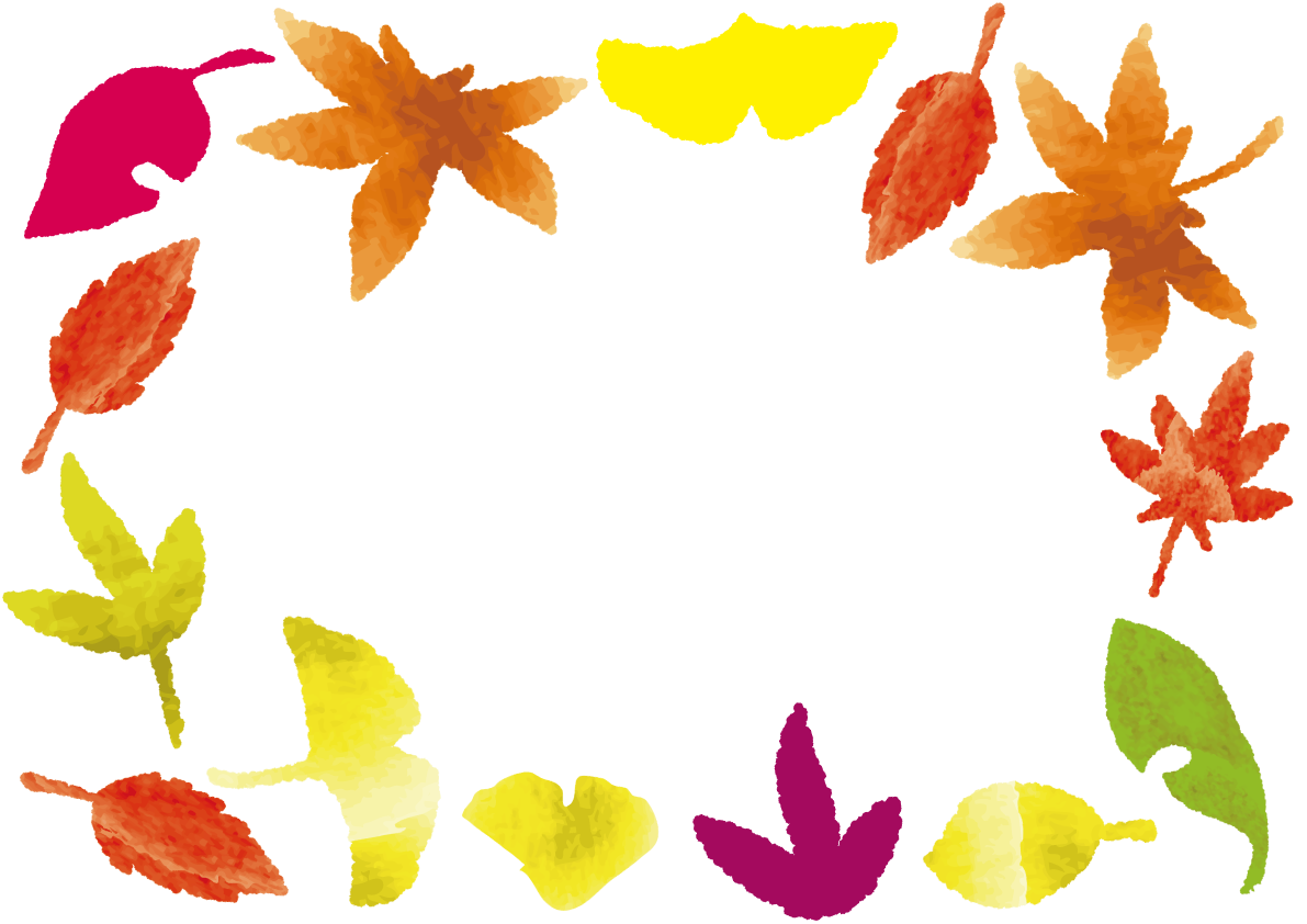 かわいい紅葉(もみじ)で囲むフレーム飾り枠無料イラスト／秋52728に写真・文字を入れる