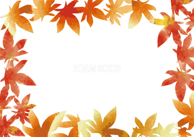 シンプル紅葉 で囲むフレーム飾り枠無料イラスト 秋 素材good