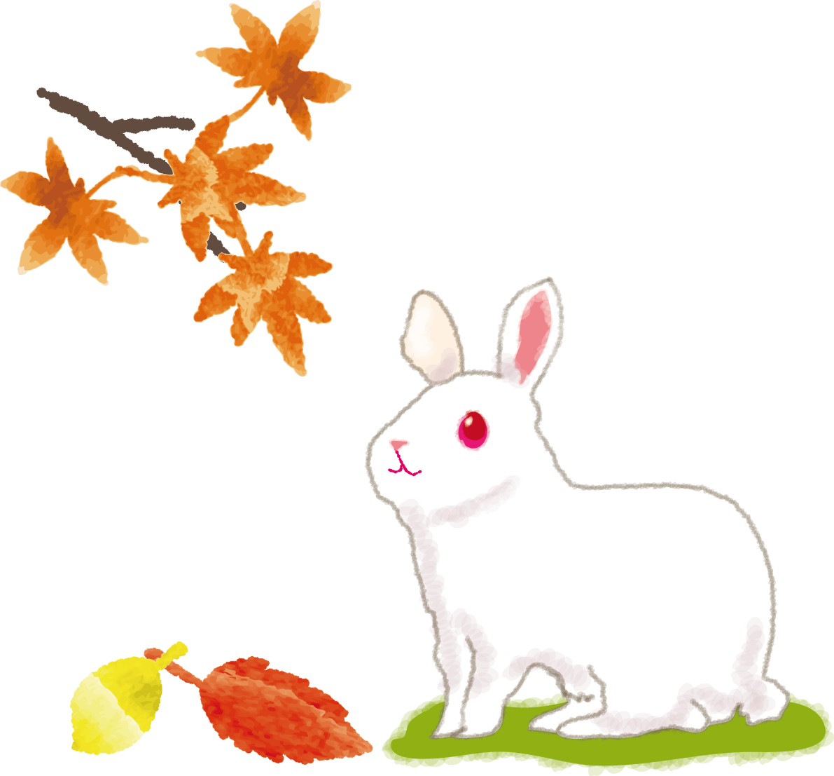 紅葉を眺めるうさぎの無料イラスト／秋52804に写真・文字を入れる