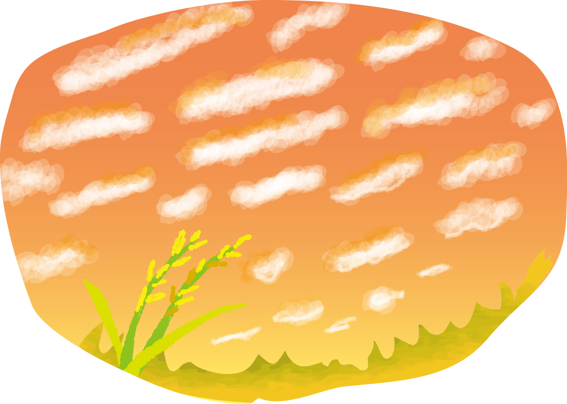 かわいい秋のオレンジうろこ雲の空 無料イラスト52824に写真・文字を入れる