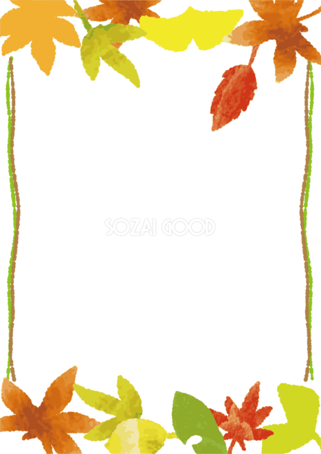 縦長の紅葉 もみじ フで囲むフレーム飾り枠無料イラスト 秋 素材good