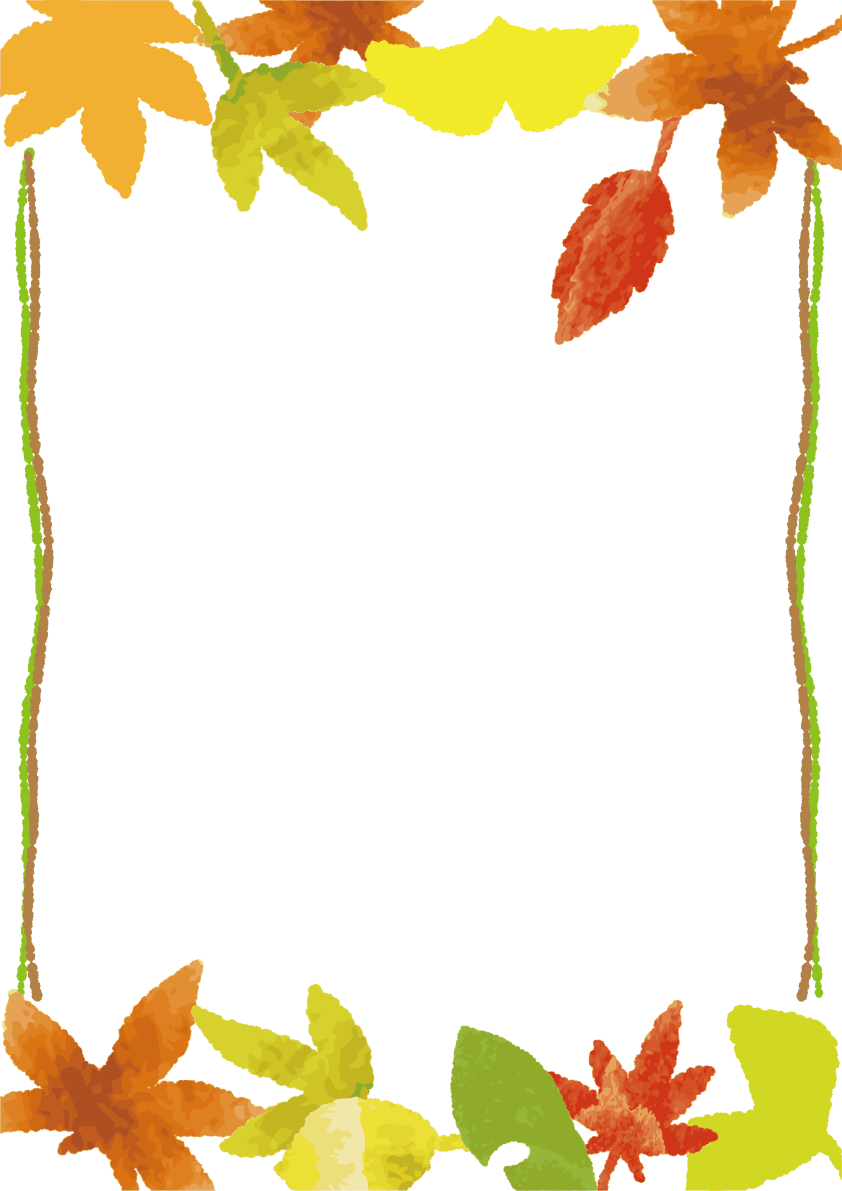 縦長の紅葉(もみじ)フで囲むフレーム飾り枠無料イラスト／秋52844に写真・文字を入れる