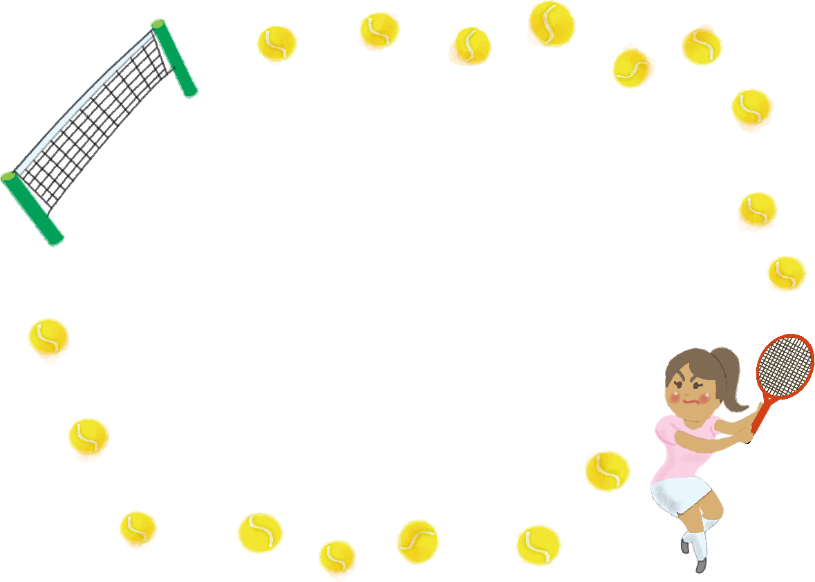 テニス（女子）のフレーム無料イラスト53488に写真・文字を入れる