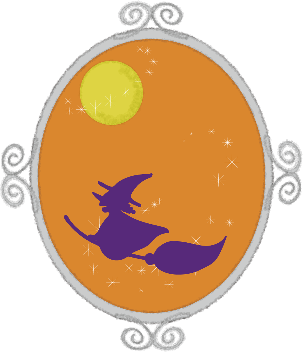 かっこいいハロウィン(満月と魔女)無料イラスト53627に写真・文字を入れる