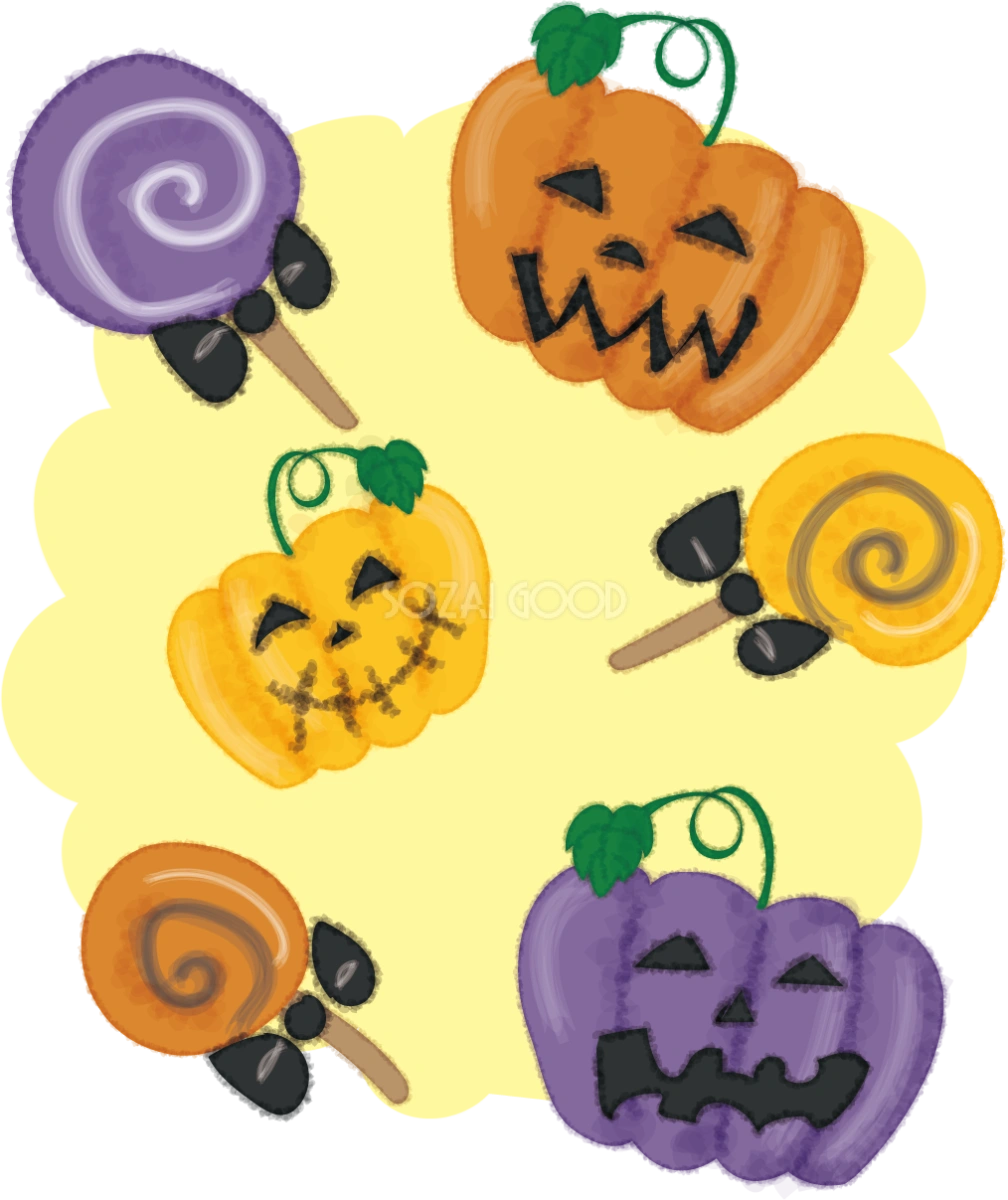 かぼちゃハロウィン(かぼちゃと飴)無料イラスト53638