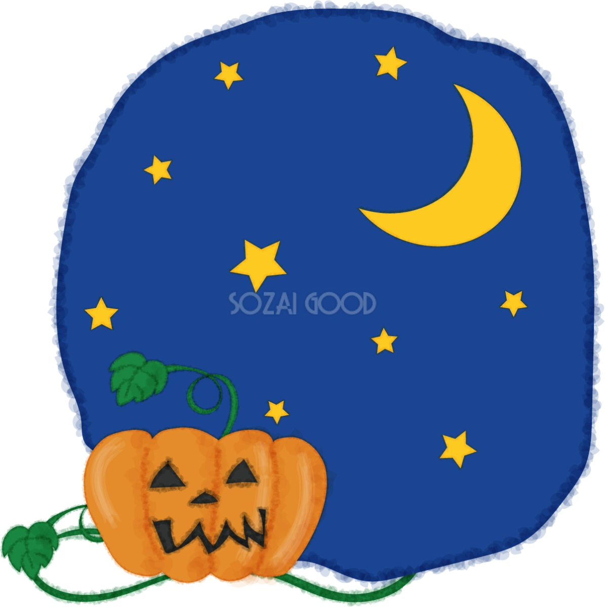 かぼちゃハロウィン(かぼちゃと夜空)無料イラスト53642