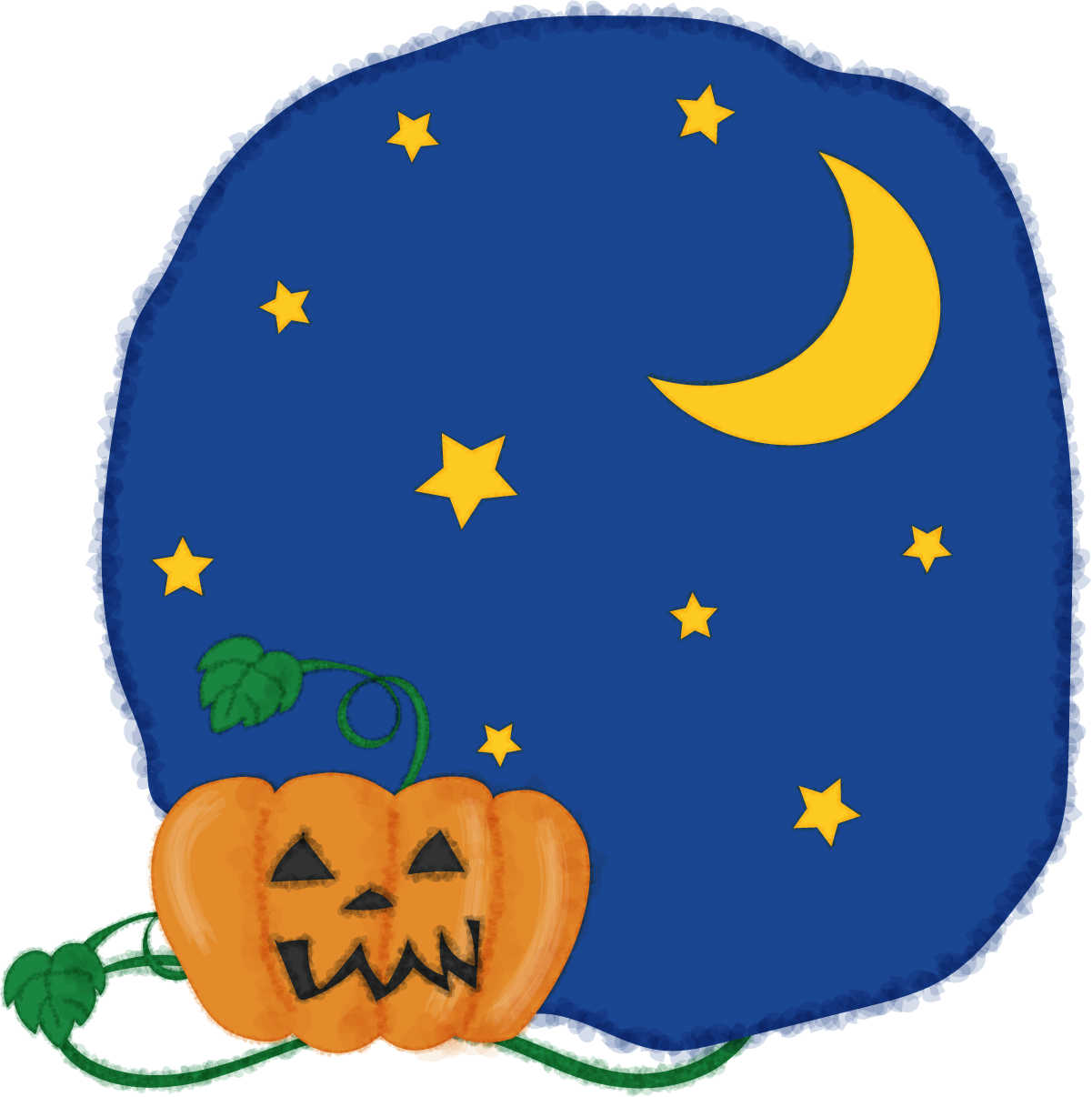 かぼちゃハロウィン(かぼちゃと夜空)無料イラスト53642に写真・文字を入れる