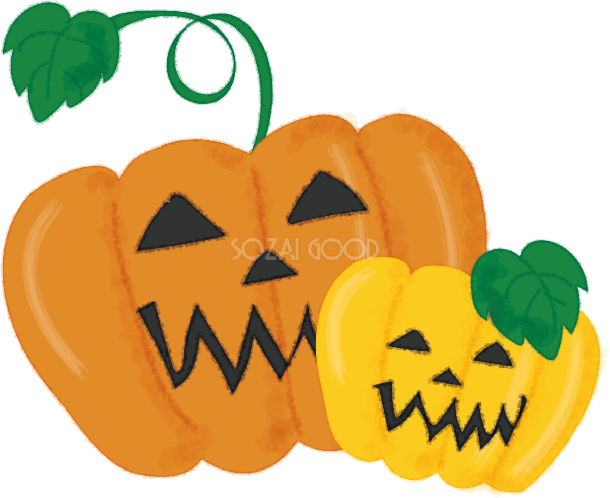 かぼちゃハロウィン(親子かぼちゃ)無料イラスト53646