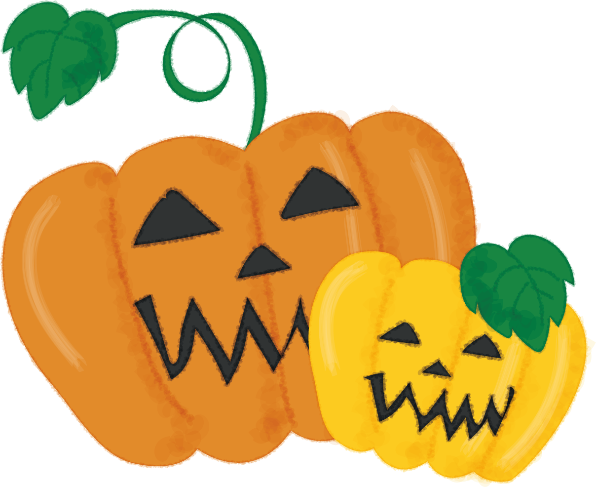かぼちゃハロウィン(親子かぼちゃ)無料イラスト53646に写真・文字を入れる