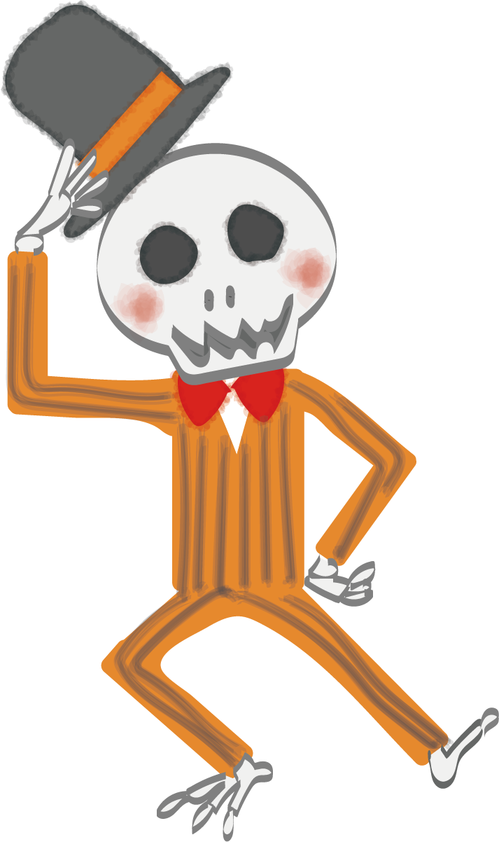 ハロウィン がいこつ(タキシードドクロ)無料イラスト53682に写真・文字を入れる